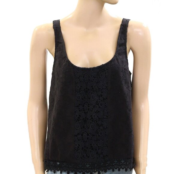 Odd Molly Anthropologie Embroidered Tank Blouse Top Crochet Black S-1 New 273315 - Picture 2 of 5